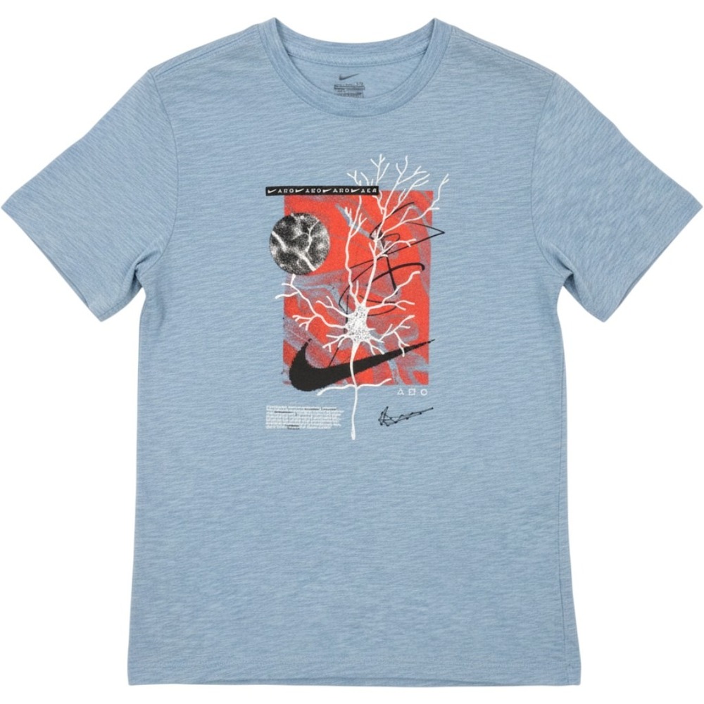 Nike Dri-FIT Graphic Tee Mens Small Blue Heather Neuron Dopamine T-Shirt